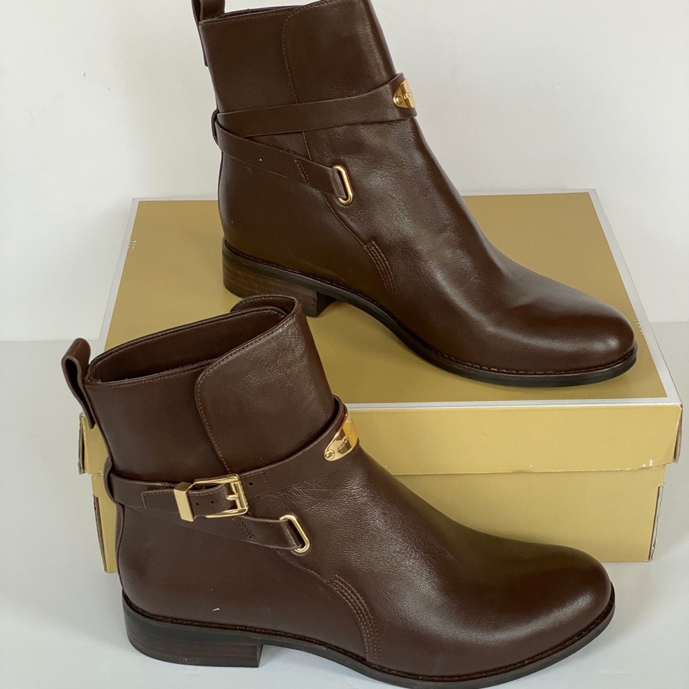 MICHAEL KORS Arlen Ankle Booties Brown Leather#8